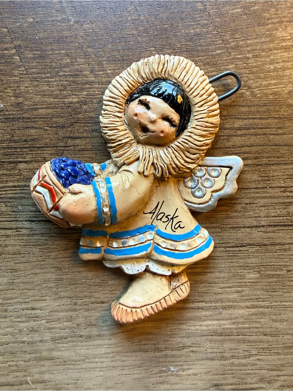 Vtg. 1991 Eski Angels Alaska Eskimo J. Reid Hanging Handmade Ornament